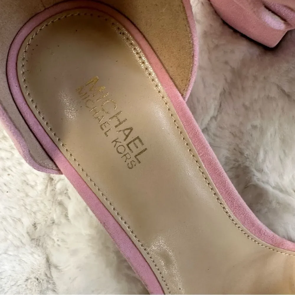 NEW Michael Kors Pink Suede Leather Lena Flex Mid Heel Strap Sandal 6.5 - Picture 8 of 10